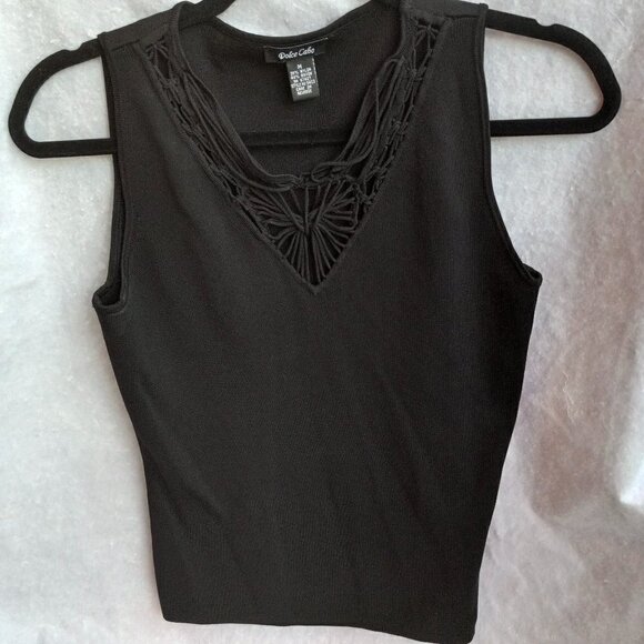 Dolce Cabo  Black Knit V neck Top  with SexyTwisted Cord Detail - Picture 7 of 9